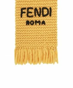 Fendi logo-embroidered chunky-knit scarf