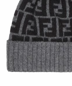 Fendi FF pattern pompom beanie