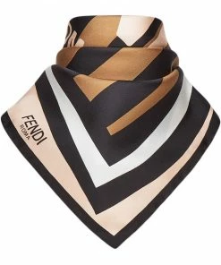 Fendi logo print silk scarf