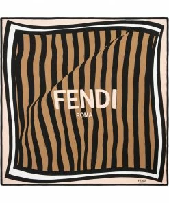 Fendi logo print silk scarf