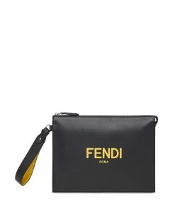 Fendi logo zipped clutch