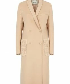 Fendi asymmetric-lapel monogram-pocket coat