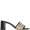 Fendi FF-interlaced raffia mules