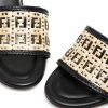 Fendi FF-interlaced raffia mules