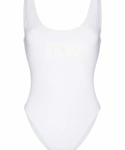 Fendi embroidered cut-out logo swimsuit