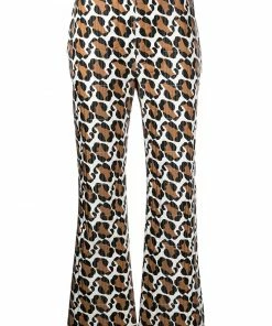 Fendi stitched leopard pattern trousers