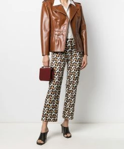 Fendi stitched leopard pattern trousers