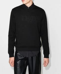 Fendi logo-embroidered cotton sweatshirt