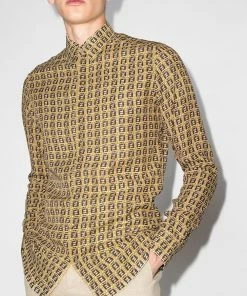 Fendi woven-effect monogram print shirt