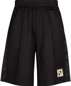 Fendi FF mesh panels track shorts