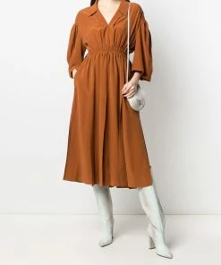 Fendi open-collar midi silk dress