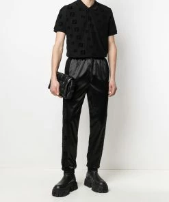 Fendi satin-finish stripe-detail trousers