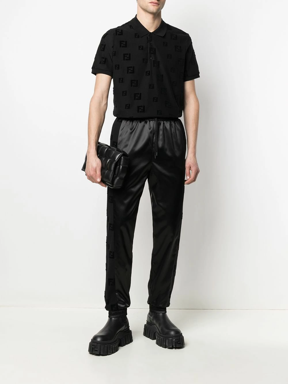 Discount 𧨠Fendi Satin finish stripe detail trousers sweatpants of men π₯° 4 Fendi satin-finish stripe-detail trousers