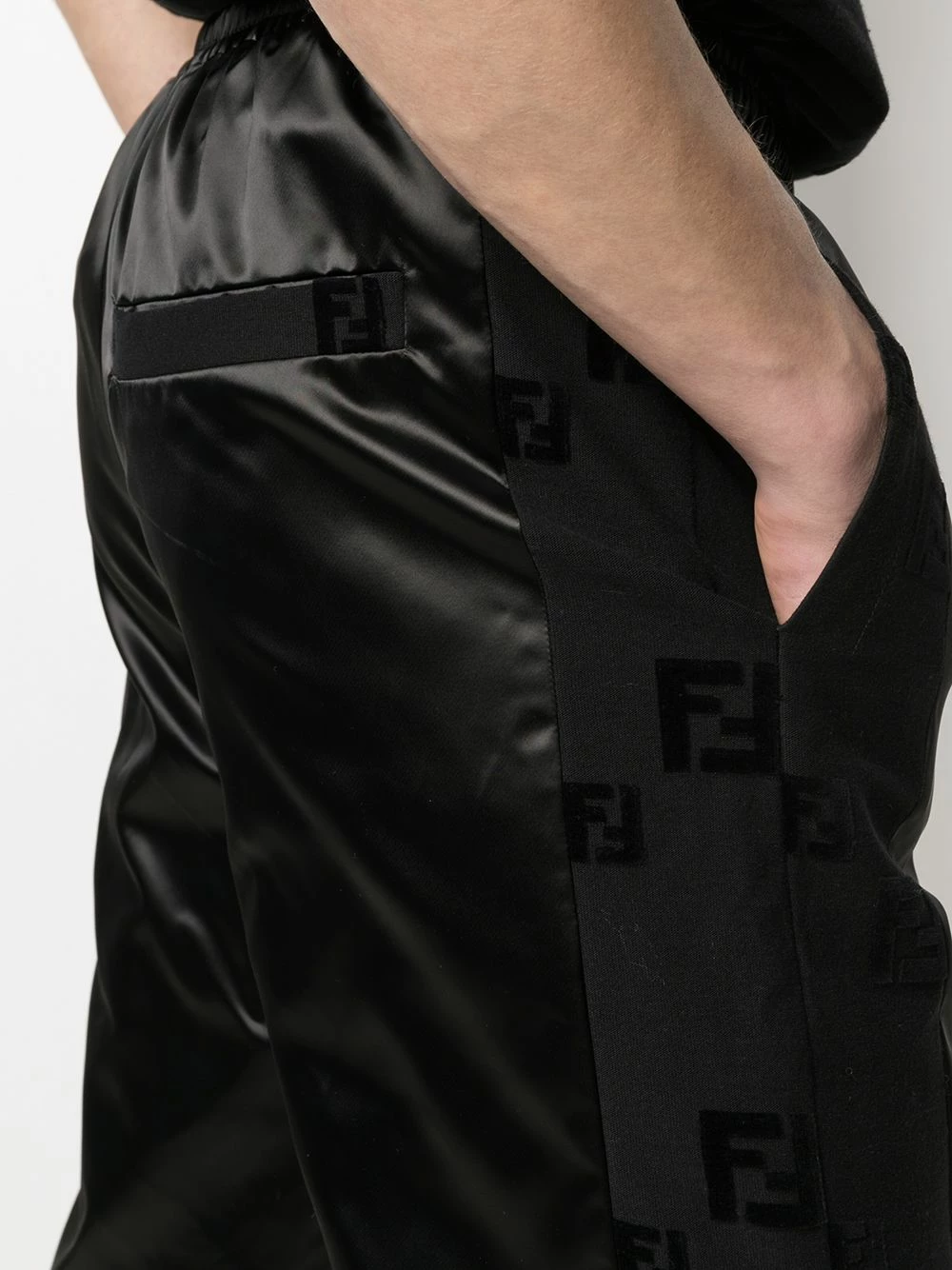 Discount 𧨠Fendi Satin finish stripe detail trousers sweatpants of men π₯° 7 Fendi satin-finish stripe-detail trousers