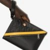 Fendi FF-logo leather clutch bag