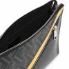 Fendi FF-logo leather clutch bag