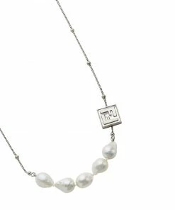 Fendi mother-of-pearl enamel detail necklace
