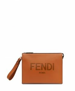 Fendi debossed-logo wrist strap pouch