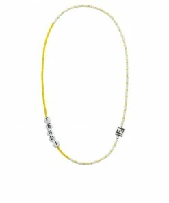 Fendi beads logo charm necklace