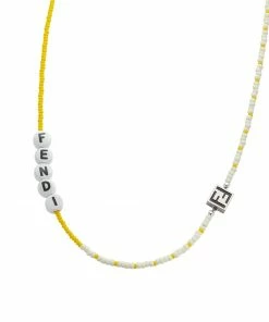 Fendi beads logo charm necklace