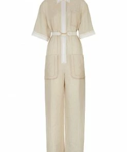 Fendi belted linen jumpsuit