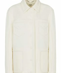 Fendi button-up cotton military jacket