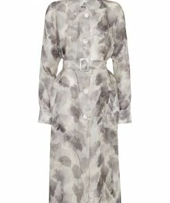 Fendi watercolour-effect belted dress