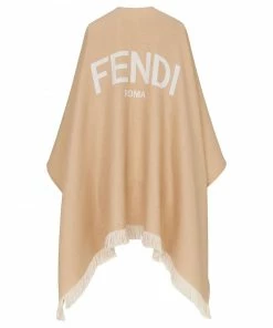 Fendi logo print frayed cape