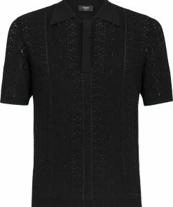 Fendi macramé short-sleeve polo shirt