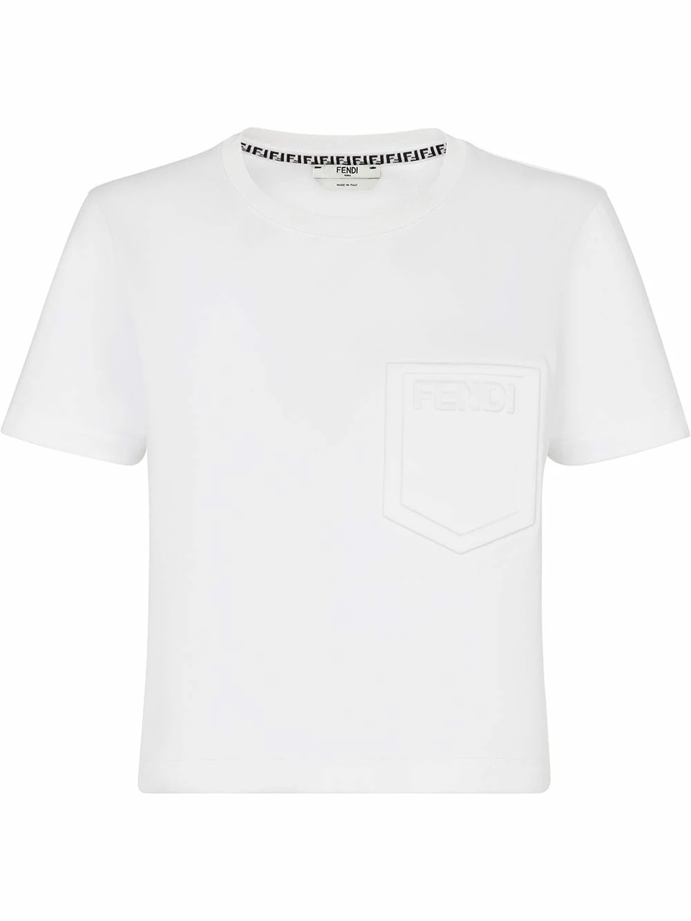 Flash Sale 𧨠Fendi Logo embossed crew neck cropped T π shirt t-shirts & jersey π shirts of women β 3 Fendi logo-embossed crew-neck cropped T-shirt