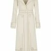 Fendi embroidered-edge single-breasted long coat