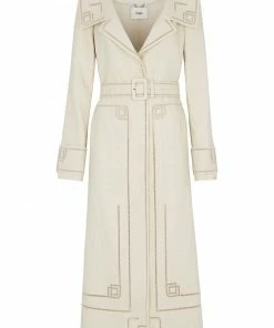 Fendi embroidered-edge single-breasted long coat