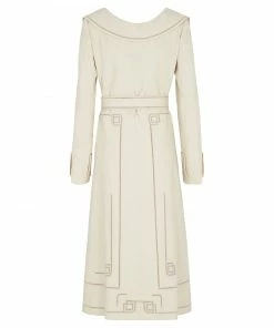 Fendi embroidered-edge single-breasted long coat