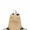 Fendi flocked logo drawstring backpack