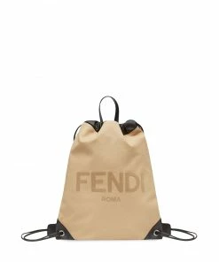 Fendi flocked logo drawstring backpack
