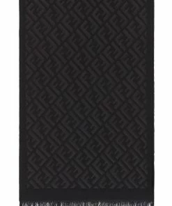 Fendi FF-logo fringed-edge scarf