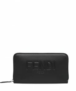 Fendi debossed logo zip-around wallet