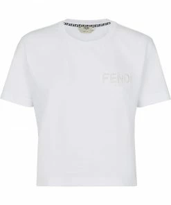 Fendi logo-embroidered cropped T-shirt
