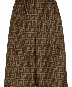 Fendi FF-print knee-length shorts