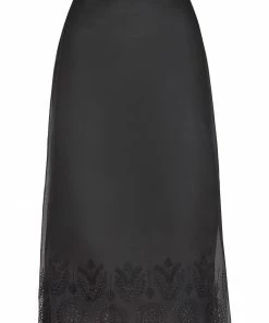Fendi embroidered silk midi skirt