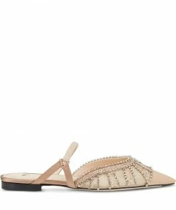 Fendi crystal-embellished flat mules