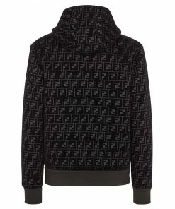 Fendi velvet FF zipped hooded jacket