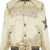 Fendi embroidered logo buttoned bomber jacket