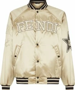 Fendi embroidered logo buttoned bomber jacket