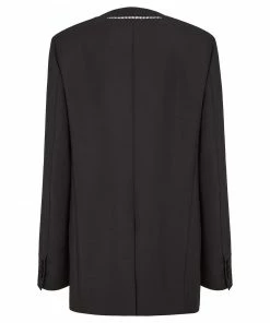 Fendi embroidered-trim double-breasted blazer