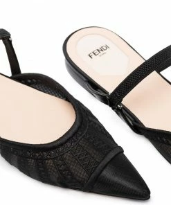 Fendi pointed mesh flat pumps