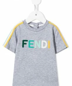 Fendi logo-patch stretch-cotton T-shirt
