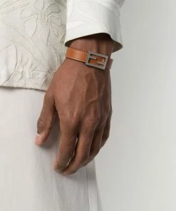 Fendi Baguette logo leather bracelet