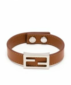 Fendi Baguette logo leather bracelet