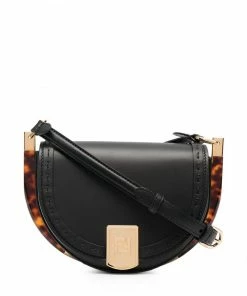 Fendi logo-embossed curved shoulder bag